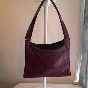 Maroon John Romaine vintage leather shoulder purse 1960's 1970's